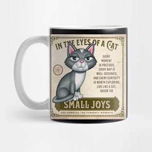 Cute Gray and White Kitty in the eyes of the cat small joys Mug